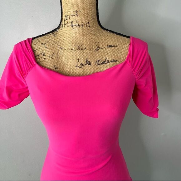 Sz 36 CHIARA BONI LA PETITE ROBE Vissia Off-Shoulder Shirred-Sleeve Mini Dress - Picture 6 of 12